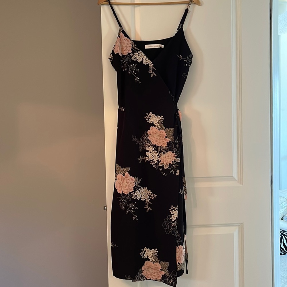 Boutique Black Floral Print Midi Dress